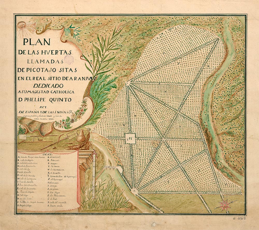 Plan de las huertas llamadas de Picotajo y sitas en el Real Sitio de Aranjuez